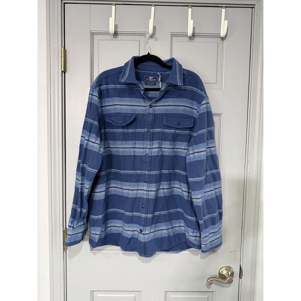 Vineyard Vines Classic Fit Shirt Blue Striped Button Down Size Large